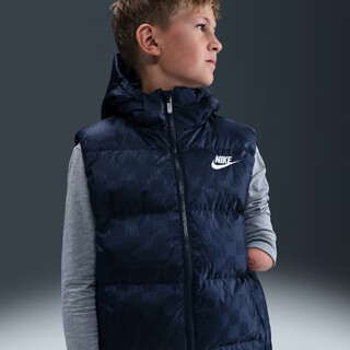 Nike (nike) big children's jacquard fabric down jacket vest for boys and girls plus velvet warm woven comfortable ir0026 410 dark navy s