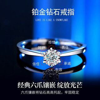 Eothpt950 platinum six-claw diamond ring for girls platinum live valentine's day birthday gift for girlfriend and wife pt950 platinum diamond six-claw ring + certificate