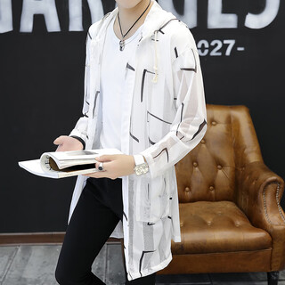 Men's sun protection clothes men's tulle outerwear ice silk clothes men's cloak summer breathable clothes hooded fishing mesh hollow mid-length check m m