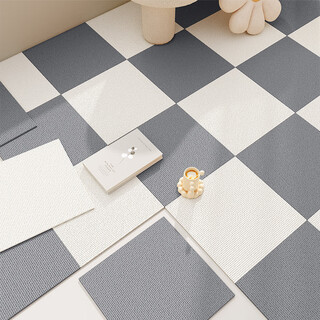 Square splicing carpet self-adhesive living room japanese-style crawling mat simple bedroom bedside blanket easy care full mat mat off-white + dark gray 50 cm * 50 cm 8 pieces