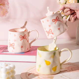 Persson ceramic mug girls' water cup home special super beautiful cup couple breakfast cup coffee cup cute bow-single cup 400ml