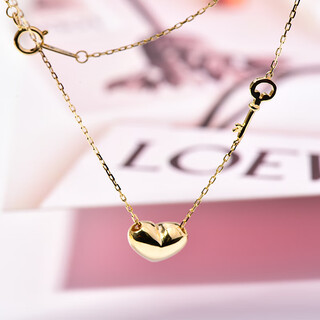 Mi ling korean popular korean 14k gold necklace for women three-dimensional full glossy small love pendant short clavicle chain for women