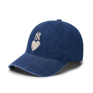 Mlb men's and women's couple baseball caps, fashionable and versatile, loving denim soft-top sun hat cph02 new york yankees/indigo blue, one size
