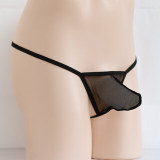 New men's underwear mesh transparent t-pants thin strap t-pants black one size 160jin jin equals 0.5kg