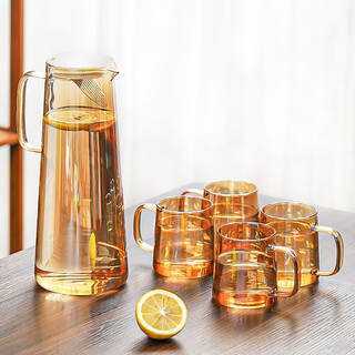 Su's ceramic high borosilicate glass large-capacity cold water kettle, juice kettle, cold water cup, glass cup, straight triangle kettle, one pot and four cups