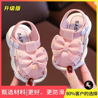 Ziwuqian princess sandals women's new infant toddler shoes anti-slip children's shoes soft sole girls baotou big knot small sandals - pink size 16 inner length 10.5cm about 8 months