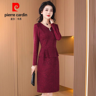 Pierre cardin mother-in-law wedding banquet cheongsam 2025 new women's spring and autumn mother's wedding dress noble little dress knitted red l 85-105jin jin equals 0.5 kg