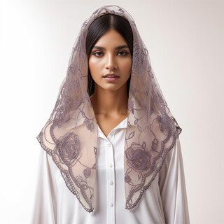 Scarf lace wrapped scarf women's square scarf headband versatile fashion wedding scarf all-inclusive spring and summer shooting props purple gray jp104-07 80*80