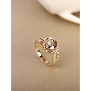 Luoyi lao phoenix gold store's personalized light luxury fashion colored gold ring for women, simple niche design and versatile temperament