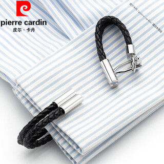 Pierre cardin (pierre cardin) france imported quality and personalized new shirt accessories french cufflinks business men's cylindrical shape leather rope x177 black rope