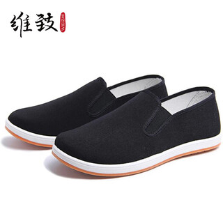 Weizhi old beijing cloth shoes traditional slip-on lazy casual men's thick tendon sole wz1004 black 43