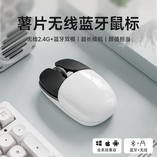 前行者（EWEADN）Q20小土豆薯片无线蓝牙鼠标女生高颜值静音办公台式笔记本电脑平板通用可充电出差便携圆润可爱 简约白【无线2.4G+蓝牙】高颜值