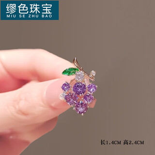 Miu se mini exquisite grape small pin temperament versatile suit brooch cute anti-exposed fixed buckle laminated lapel purple purple grape a04-101
