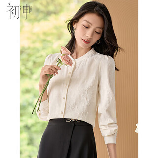 Chushen long-sleeved shirt for women, oriental simple luxury style, exquisite jacquard temperament, stand collar, new chinese style shirt s143c2008