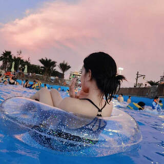 Zhenxiqi swimming ring adult thickened armpit ring internet celebrity ins style transparent lifebuoy swimming training equipment inflatable water play silver 90# recommended 160jin jin equal to 0.5kg within