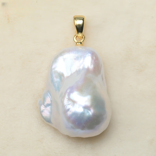 Luoyi natural freshwater special-shaped irregular aurora white baroque pearl s925 silver pendant one thing one picture brown pu189