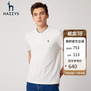 Hazzys men's summer solid color henry collar casual short-sleeved polo shirt for men astze03be83