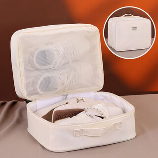 Shoe storage bag, portable suitcase, travel shoe bag, shoe storage bag, multi-functional travel shoe bag artifact, beige - can be set in a trolley case, can hold 3-4 pairs of shoes