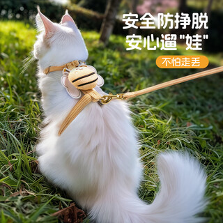 Qi oh cat traction rope to prevent escape from going out special i-shaped vest small cat walking rope adjustable cat chain yellow bee m-15jin jin is equal to 0.5kg within