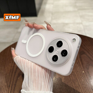 Xfmf high-definition transparent x9 is suitable for oppofindx8 mobile phone case, ultra-thin matte x8pro all-inclusive lens x7ultra transparent magnetic suction x9pro simple and high-end hard cover, magnetic suction style ice mist frosted-transparent white, ultra-thin-bare metal feel oppo findx8s