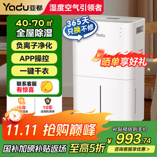 亚都（YADU）除湿机家用吸湿吸潮  强力抽湿卧室/客厅地下室防潮防霉 智能app带排水管杀菌净化 干衣机YD-C24A