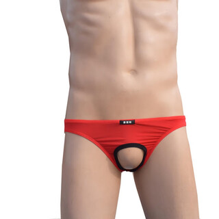 Mystery sexy passion transparent temptation men's underwear physiological penis free-take-off thong ice silk open (red) xl
