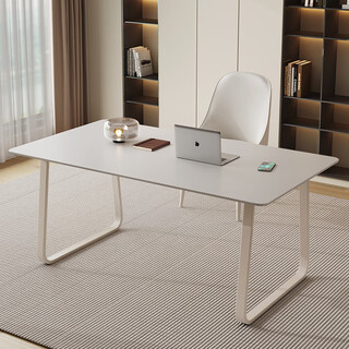 Santeqi cream style desk student home small pure white slate desktop computer desk desk modern simple pure white slate desk 130*70*75cm