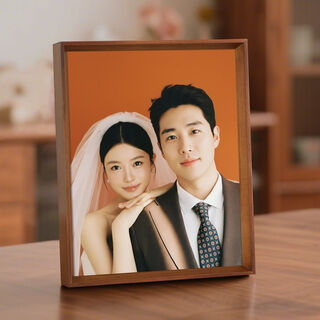 Fantasy high-end wedding photo frame setting table 6-inch 7-inch wedding registration photo frame washed photos made into photo frames for hanging on the wall walnut color washed full-screen photos 6-inch hanging pendulum dual-purpose inner diameter 10.3x15.3cm upgraded true