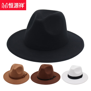Hengyuanxiang shanghai retro woolen hat british style hat for men and women british style groom woolen hat large brim jazz felt hat large head m (56-58cm) shipping insurance is not included, the size specifications have stated that it is applicable