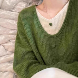 Su yuwei's design fake two-piece pink knitted sweater for women in autumn japanese sweet and lazy style inner sweater high-end top green follow the store for free shipping insurance s 80-95jin jin equals 0.5 kg follow the store for free shipping insurance