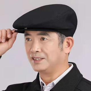 Changyin middle-aged and elderly men's hats for men 60-70-80 years old, spring and autumn, old man's peaked cap, warm father's octagonal hat, forward four seasons style-navy m (58cm)