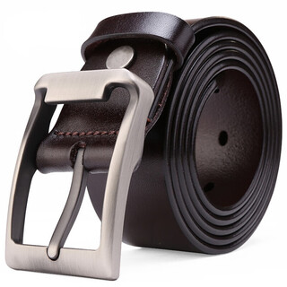 Niu dangjia genuine leather men's cowhide belt pin buckle first layer cowhide 1101 birthday gift dark brown 115cm