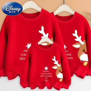Disney (disney) parent-child wear red family of three sweatshirts 2024 new foreign christmas party mother-daughter wear family wear spring and autumn red round neck leaking face christmas 120cm recommended 28-38jin jin equals 0.5 kg