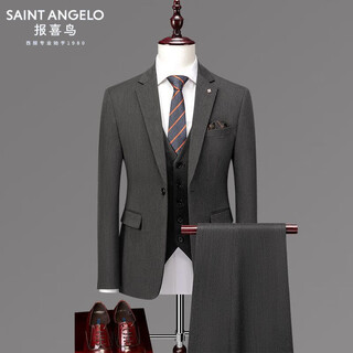 Announcement bird suit men's business professional formal suit korean style slim groomsmen groom wedding dress three-piece set dark gray l