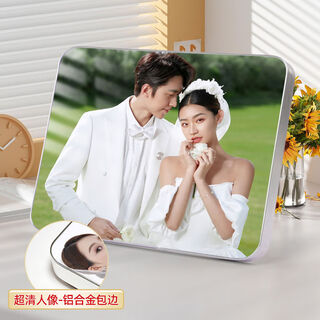 Yusenyi photo frame, table, washed photos, made into crystal ornaments, made into large-size wedding photos, wall-mounted photos, customized. metallic silver can be made horizontally or vertically to give keys, 40 inches - extra thick wall hanging 75x100cm