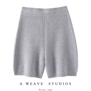 启超高智感和独立感 加厚100%纯羊绒短裤女针织休闲短裤子外穿秋冬季 白灰色 S