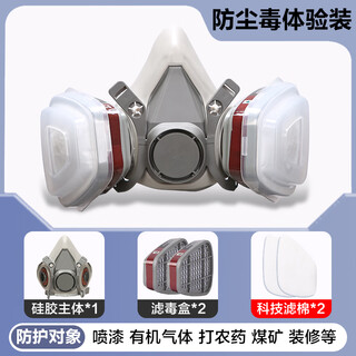 Gas mask carbon monoxide anti-toxic gas spray paint anti-smoke mask dust-proof mask anti-industrial dust advanced full face protection poisonous chemical gas special fire escape 6200 dust-proof gas mask 7-piece set