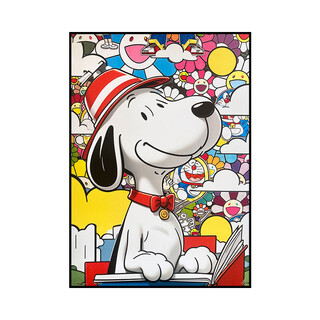 Sanwei living room decoration painting death nyc autographed limited edition a2 series snoopy modern trendy print cartoon animation aluminum alloy black frame 43*60.4cm