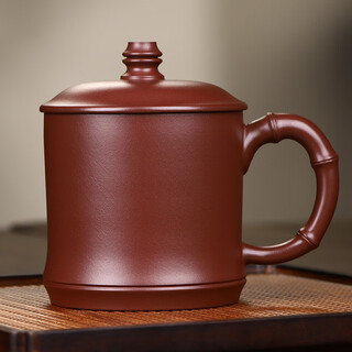 Junlixuan yixing original ore purple sand cup household tea cup pure handmade kung fu tea set gift gift box bamboo cup 500ml