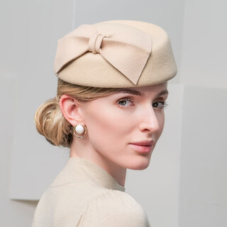Ee autumn and winter new retro hepburn style french top hat elegant woolen wool top hat women's winter style 3080 camel m(53-57cm)