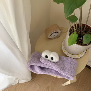 Tang funi winter confinement headband hat pregnant women face washing women 2024 new style fur bundle air conditioning headband big eyes cute purple