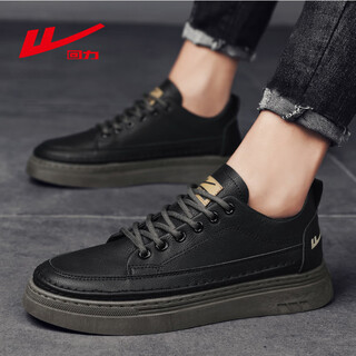 Pull back casual shoes men's trendy versatile leather panel shoes men's outdoor comfortable men's shoes 0579 black 42