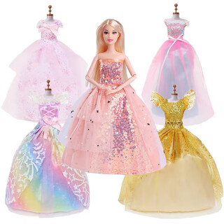 Yanxi dress up fashion baby clothes 30cm doll clothes wedding dress girls toy gift fashion set biba 7# picture same style 5 sets (doll not included)