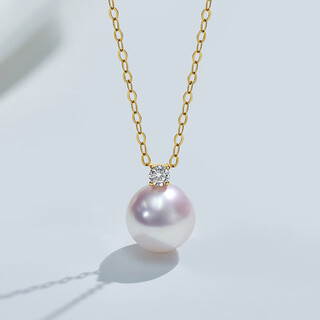 Luxury pearl_yuehui 18k gold akoya seawater pearl pendant queen princess necklace princess diana diamond clavicle chain akoya 7.5-8.0mm k gold chain