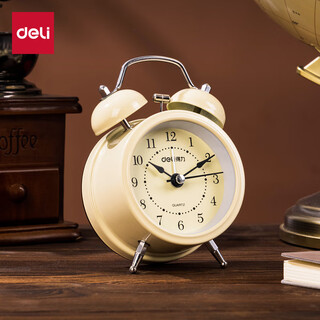 Deli mini retro mechanical alarm clock low noise luminous bedside alarm clock for children and students enlightenment alarm clock yellow 9024 new year's gift for the opening of school season