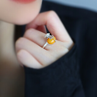 Boigo925 silver beeswax ring women's fashion simple women's purse open ring new chinese style national style ring