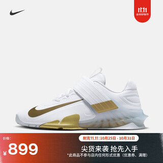 耐克力量举重运动鞋冬季训练魔术贴支撑舒适高强度NIKE CV5708 101白/金属金/狼灰 42