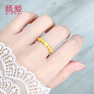 Love gold ring for women 999 pure gold rose solid live adjustable index finger ring as a birthday gift for girlfriend light version of gold rose ring closed style - about 1g - size 15