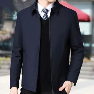 Jacket cotton jacket high-end men's business casual cotton jacket warm classic lapel cotton jacket navy (zipper style) 2xl recommended 140-160 jin jin equals 0.5 kg