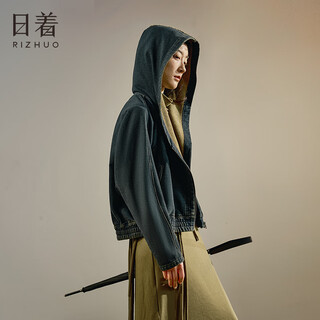 Rishuo (rizhuo) xia denim sweater jacket 2025 new women's autumn and winter loose casual unique thick short knitted top youma blue l